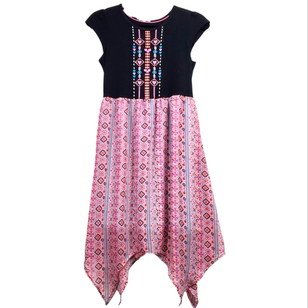 Faded Glory Black and Pink Patterned Kids Dress Size 14/16
